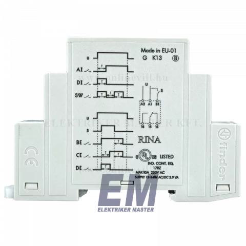 Időrelé multifunkciós 1 váltó 16A 12-240V AC/DC Finder 80.01.0.240.0000