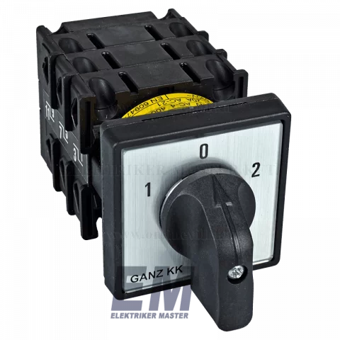 GANZ KK-0-20-6008 kapcsoló 3P 20A előlapra szerelhető 1-0-2 állású irányváltó kapcsoló