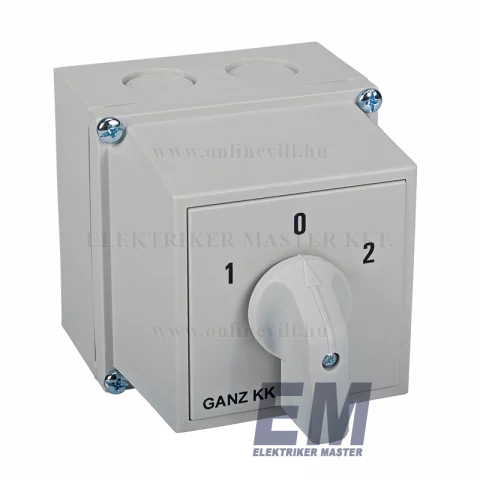 GANZ KKM-0-20-6006 tokozott kapcsoló 3P 20A IP65 1-0-2 állású átkapcsoló