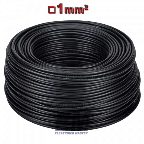 MCU 1 vezeték (H05V-U) tömör réz kábel elektromos villanyvezeték fekete (200m)