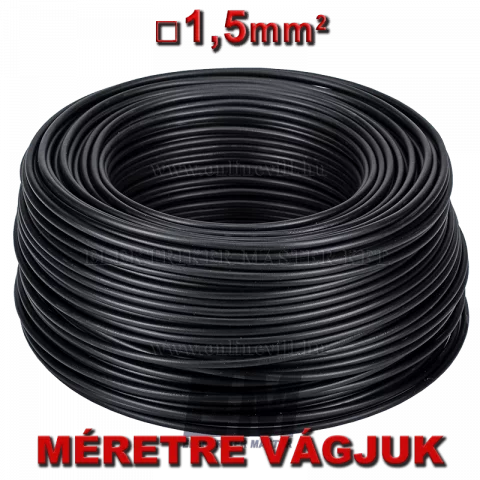 MCU 1,5 vezeték (H07V-U) tömör réz kábel elektromos villanyvezeték fekete