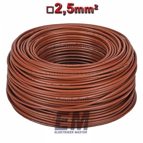 MCU 2,5 vezeték (H07V-U) tömör réz kábel elektromos villanyvezeték barna