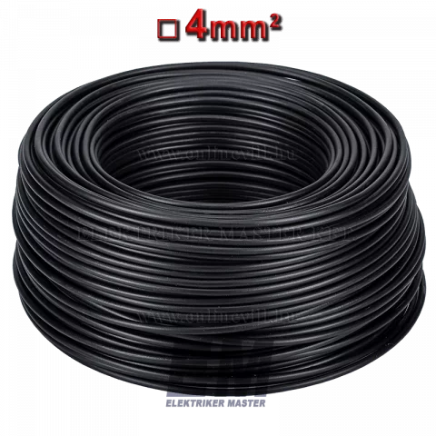 MCU 4 vezeték (H07V-U) tömör réz kábel elektromos villanyvezeték fekete (100m)