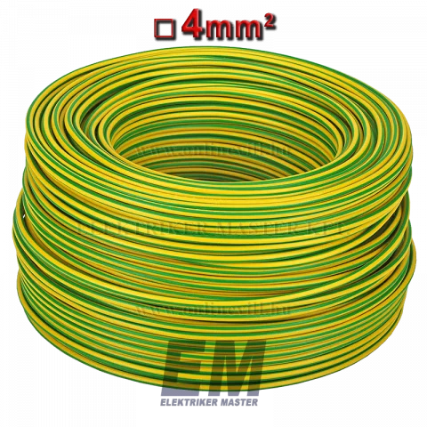 MCU 4 vezeték (H07V-U) tömör réz kábel zöld/sárga (100m)