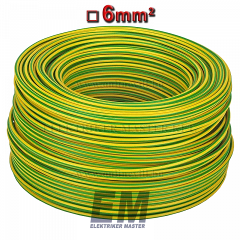 MCU 6 vezeték (H07V-U) tömör réz kábel elektromos villanyvezeték zöld/sárga