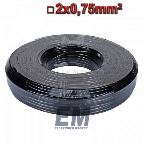 MTL FEKETE 2x0,75 kábel (H03VVH2-F) sodrott réz vezeték (100m)