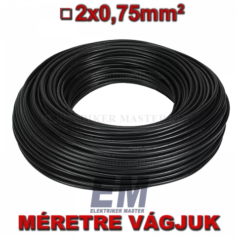 MT FEKETE 2x0,75 kábel (H05VV-F) MTK sodrott réz vezeték (100m)