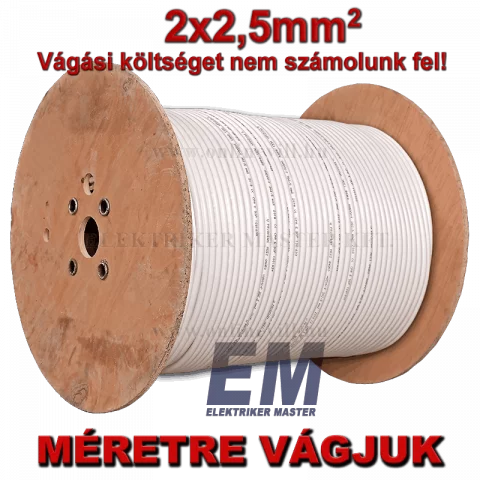 MT 2x2,5mm2 kábel (H05VV-F) MTK sodrott réz vezeték fehér (dobon)