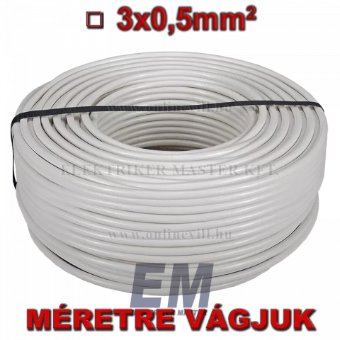 MT 3x0,5 kábel (H03VV-F) MTK sodrott réz vezeték fehér (200m)