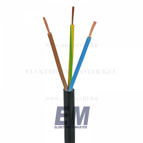MT FEKETE 3x0,75 kábel (H05VV-F) MTK sodrott réz vezeték