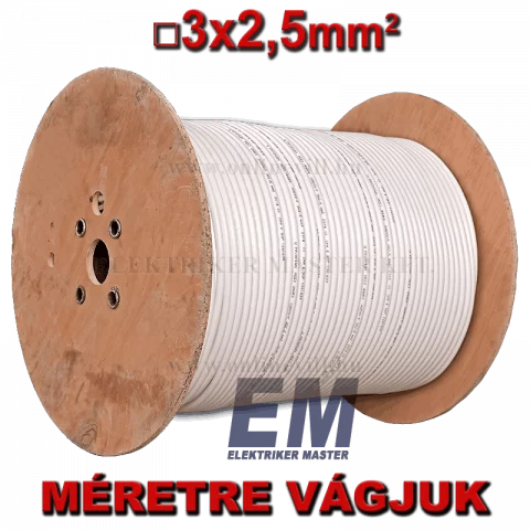 MT 3x2,5 kábel (H05VV-F) MTK sodrott réz vezeték fehér (Dobon)