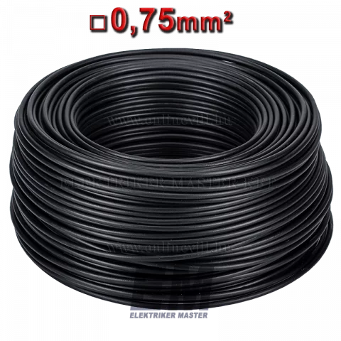 MKH 0,75 vezeték (H05V-K) sodrott réz kábel fekete (200m)
