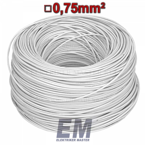 MKH 0,75 vezeték (H05V-K) sodrott réz kábel fehér (200m)