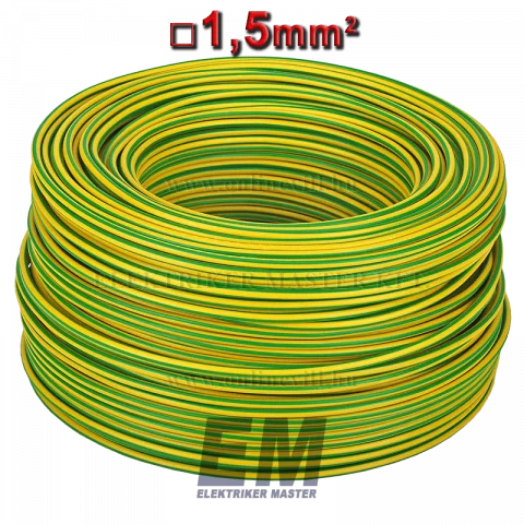 MKH 1,5 vezeték (H07V-K) sodrott réz kábel zöld/sárga