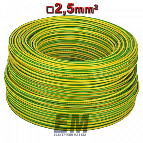 MKH 2,5 vezeték (H07V-K) sodrott réz kábel zöld/sárga