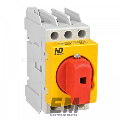 Szakaszoló kapcsoló 3P 32A tűzeseti piros/sárga lakatolható SD1 SD13X32AP/S