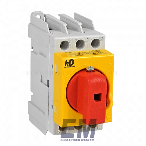 Szakaszoló kapcsoló 3P 40A tűzeseti piros/sárga lakatolható SD1 SD13X40AP/S