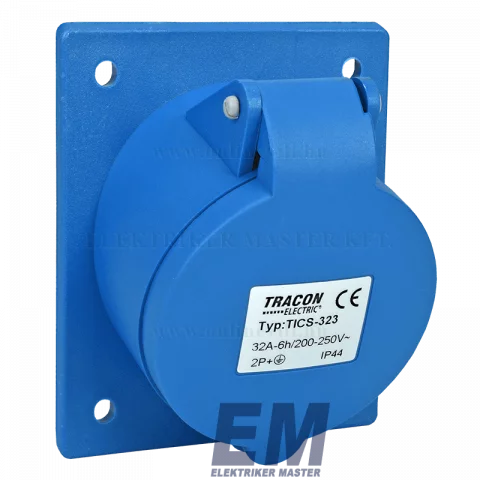 Beépíthető dugalj 2P+F 32A 230V IP44 ipari csatlakozó Tracon TICS-323