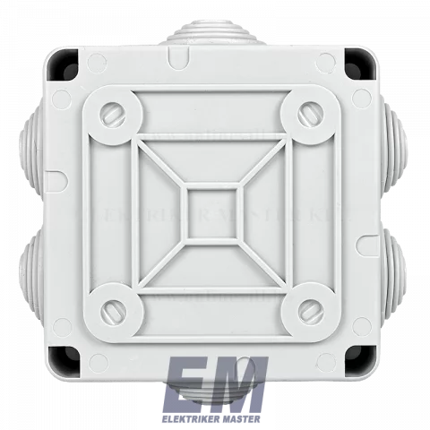 Kötődoboz falon kívüli 100x100x50 mm IP55 vízmentes gumis bevezetővel Elettrocanali EC400C4