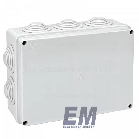 Kötődoboz falon kívüli 190x140x70 mm IP55 vízmentes gumis bevezetővel Elettrocanali EC400C6