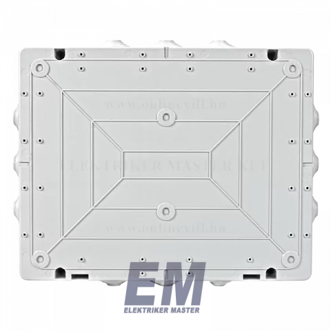 Kötődoboz falon kívüli 380x300x120 mm IP55 vízmentes gumis bevezetővel Elettrocanali EC400C9