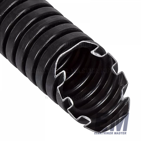 Lépésálló gégecső 20 mm flexibilis védőcső villanyvezeték cső műanyag fekete 50m (Elettrocanali)