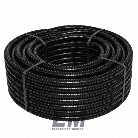Lépésálló gégecső 25 mm flexibilis védőcső villanyvezeték cső műanyag fekete 50m (Elettrocanali)