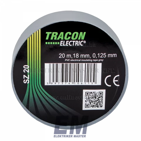 Tracon PVC szigetelőszalag 20mx18mm szürke