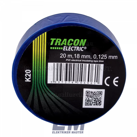 Tracon PVC szigetelőszalag 20mx18mm kék