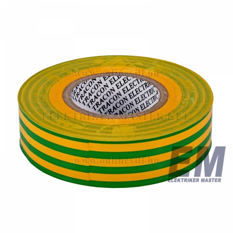 Tracon PVC szigetelőszalag 20mx18mm zöld-sárga