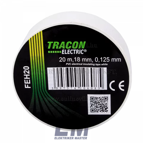 Tracon PVC szigetelőszalag 20mx18mm fehér