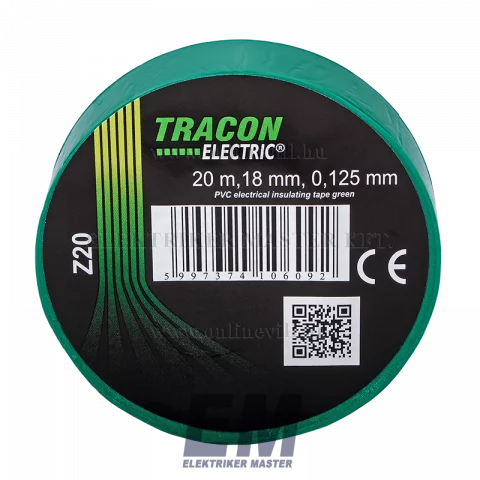 Tracon PVC szigetelőszalag 20mx18mm zöld