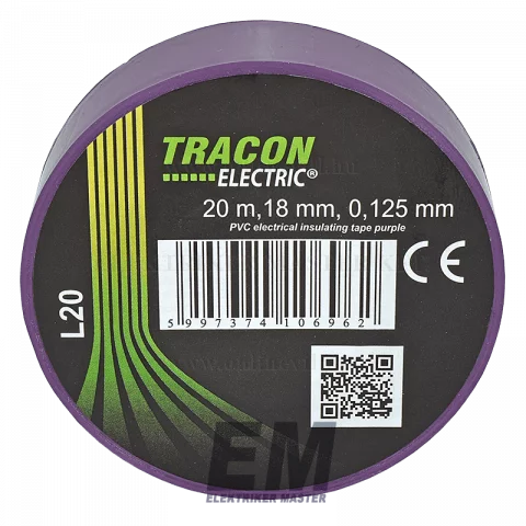 Tracon PVC szigetelőszalag 20mx18mm lila