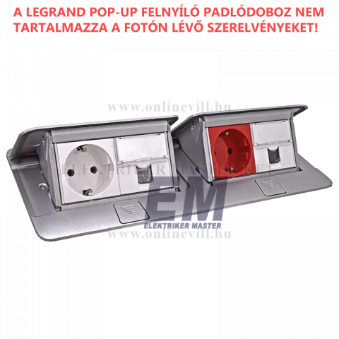 Legrand Pop-up felnyíló süllyesztett padlódoboz 8 (2×4) modul, alumínium, üres