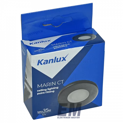 Spot lámpa keret kerek fix IP44 vízmentes fekete beépítőkeret Kanlux Marin CT-S80-B