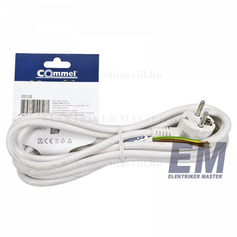 Flexo kábel MT 3x1,5 3m vezetékkel fehér Commel 0518