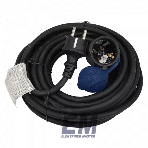 Fűnyíró hosszabbító kábel 10m 3x1,5 gumi fekete Anco/Orno OR-AE-13169