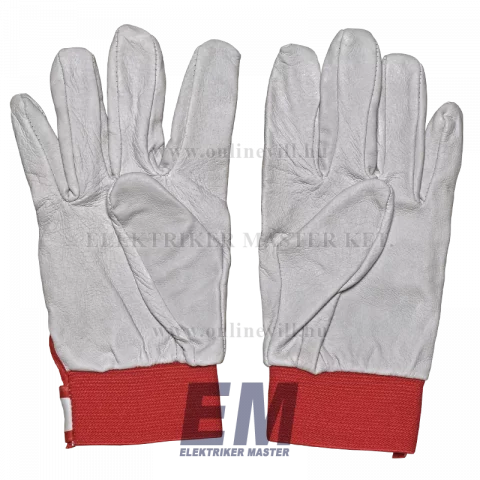 Kesztyű PANTHER/11 Bőr védőkesztyű ( piros textil kézhát ) - Méret: 11 - Rock 4515-11