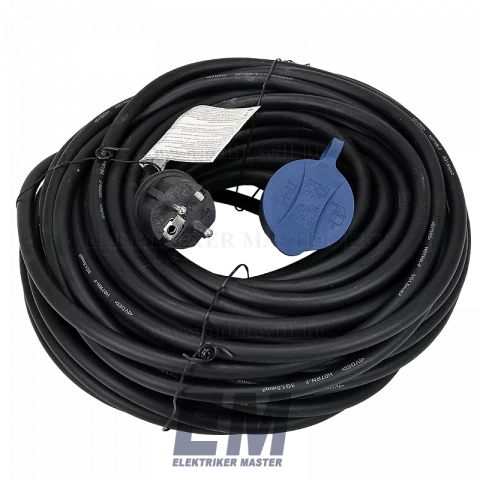 Fűnyíró hosszabbító kábel 30m 3x1,5 gumi fekete Anco/Orno OR-AE-13169
