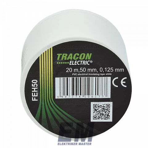 Tracon PVC szigetelőszalag 20mx50mm fehér