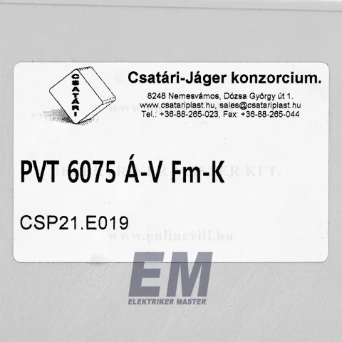 Csatári Plast PVT 6075 Á-V Fm-K 1/3 fázisú kombinált villanyóra szekrény (n.+é) 80A földkábeles
