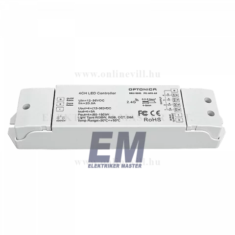 Led Szalag Zónavezérlő vevő RGBW 240-720W 12-36V Optonica AC6342