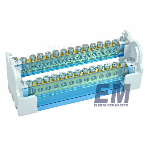 Elosztó blokk emeletes 2P 2x25mm2 6x10mm2 7x16mm2 sínre szerelhető Tracon FLSO25-2P15