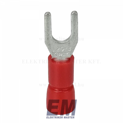 Szigetelt villás saru 1,5mm2 M3 piros Tracon PV3