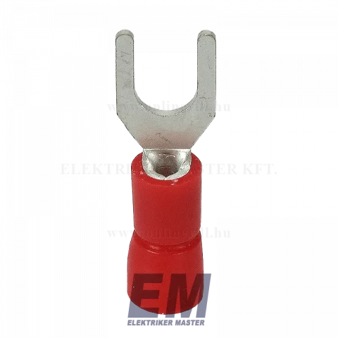 Szigetelt villás saru 1,5mm2 M4 piros Tracon PV4