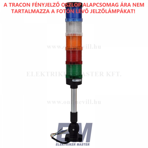 Tracon Fényjelző oszlop alapcsomag 230V AC IP65 80 dB (talp,rúd,fedelek,duda,kábel) NYG3-70KITAC230