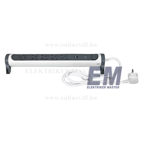 Hálózati hosszabbító 5-ös elosztó + USB-A és USB-C 1,5m kábel túlfeszültség védett Legrand 694510
