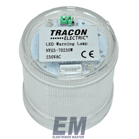 Jelzőfény fényoszlophoz fehér 230V Tracon NYG3-70230W