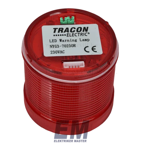 Jelzőfény fényoszlophoz piros 230V Tracon NYG3-70230R