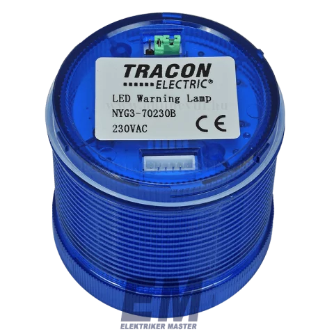 Jelzőfény fényoszlophoz kék 230V Tracon NYG3-70230B